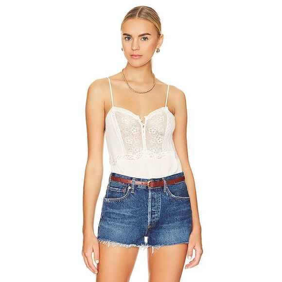 NWT Free People Still the One Bodysuit in Evening Cream, Size XS - Picture 1 of 16